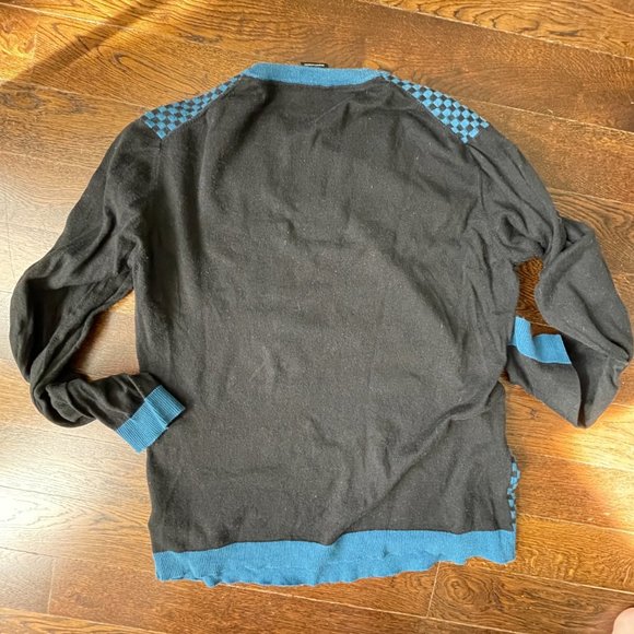 Swiss Design Strellson Men's Sweater Teal & Black Cotton/Silk -Medium - Picture 4 of 9